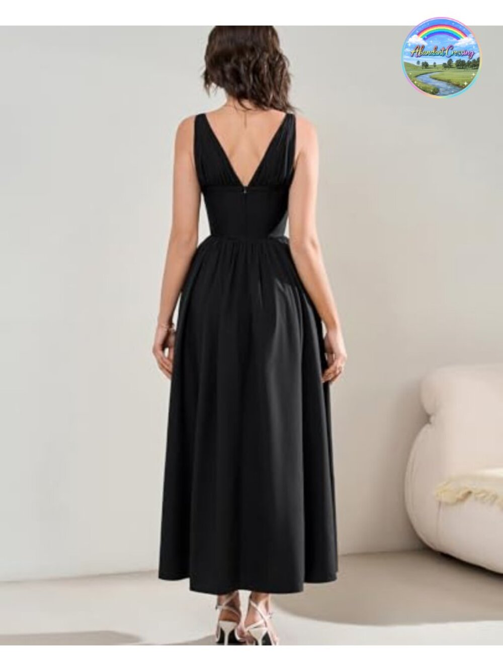 Women's Midi A-Line Flowy Dress with Pockets V-Neck Corset Wedding Guest Party